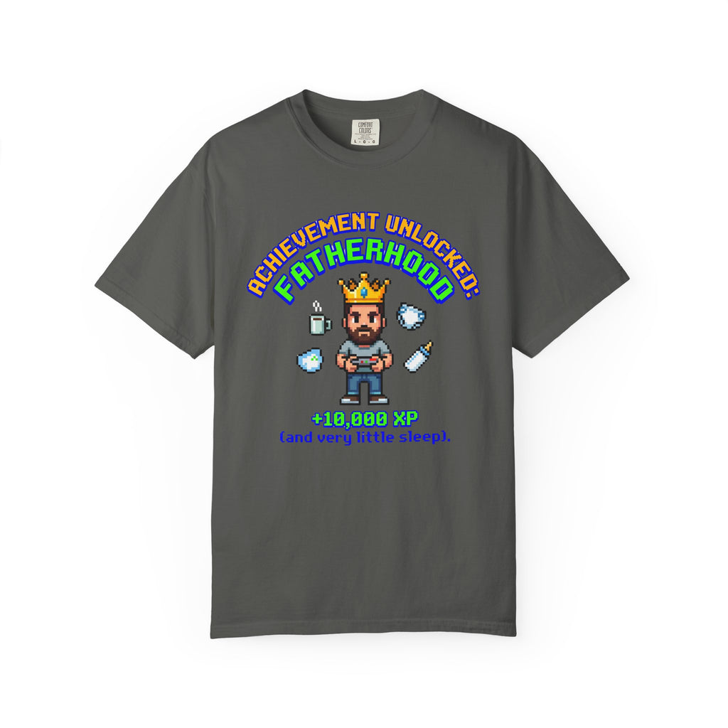 Fatherhood Achievement T‑Shirt — "Achievement Unlocked: +10,000 XP"