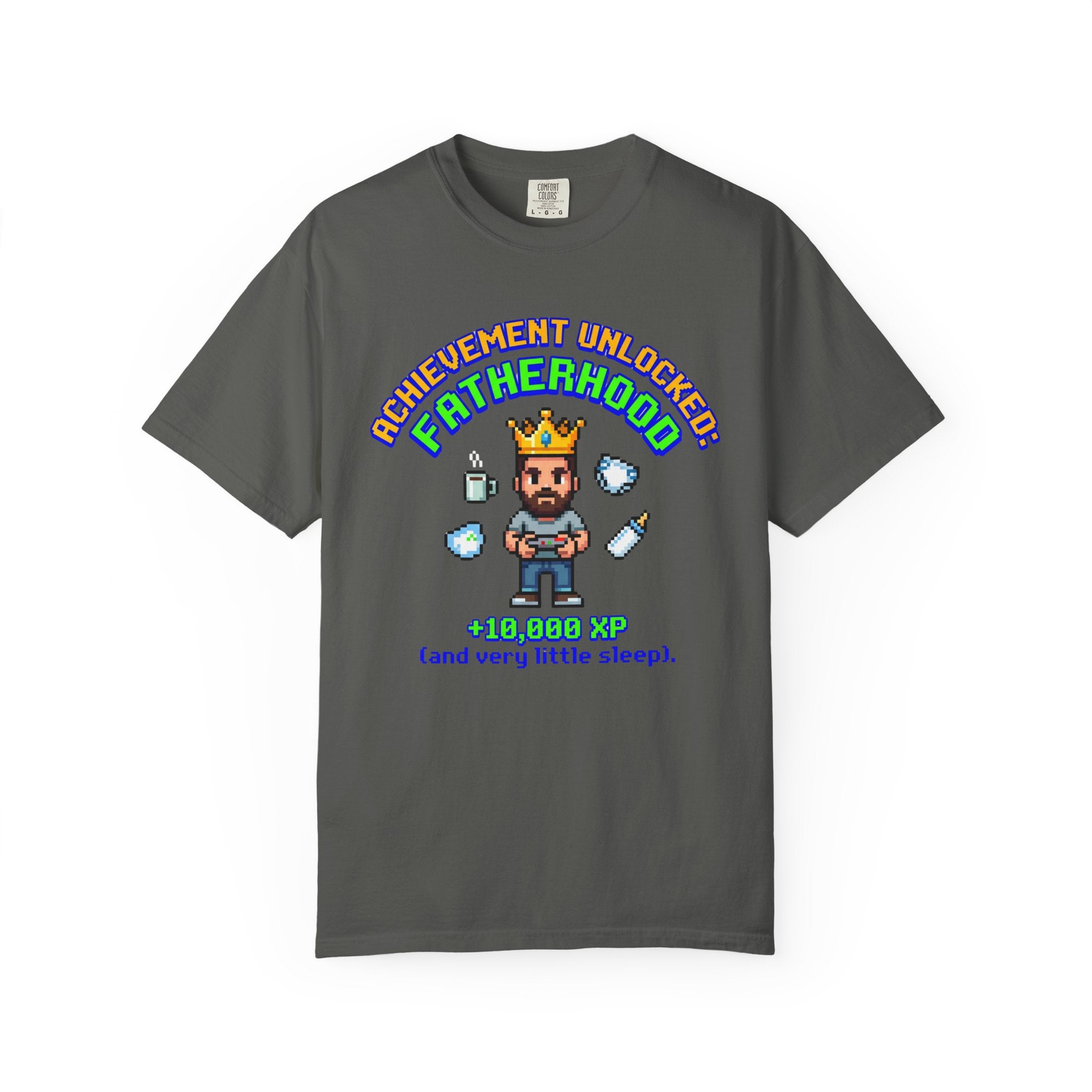 Fatherhood Achievement T‑Shirt — "Achievement Unlocked: +10,000 XP"