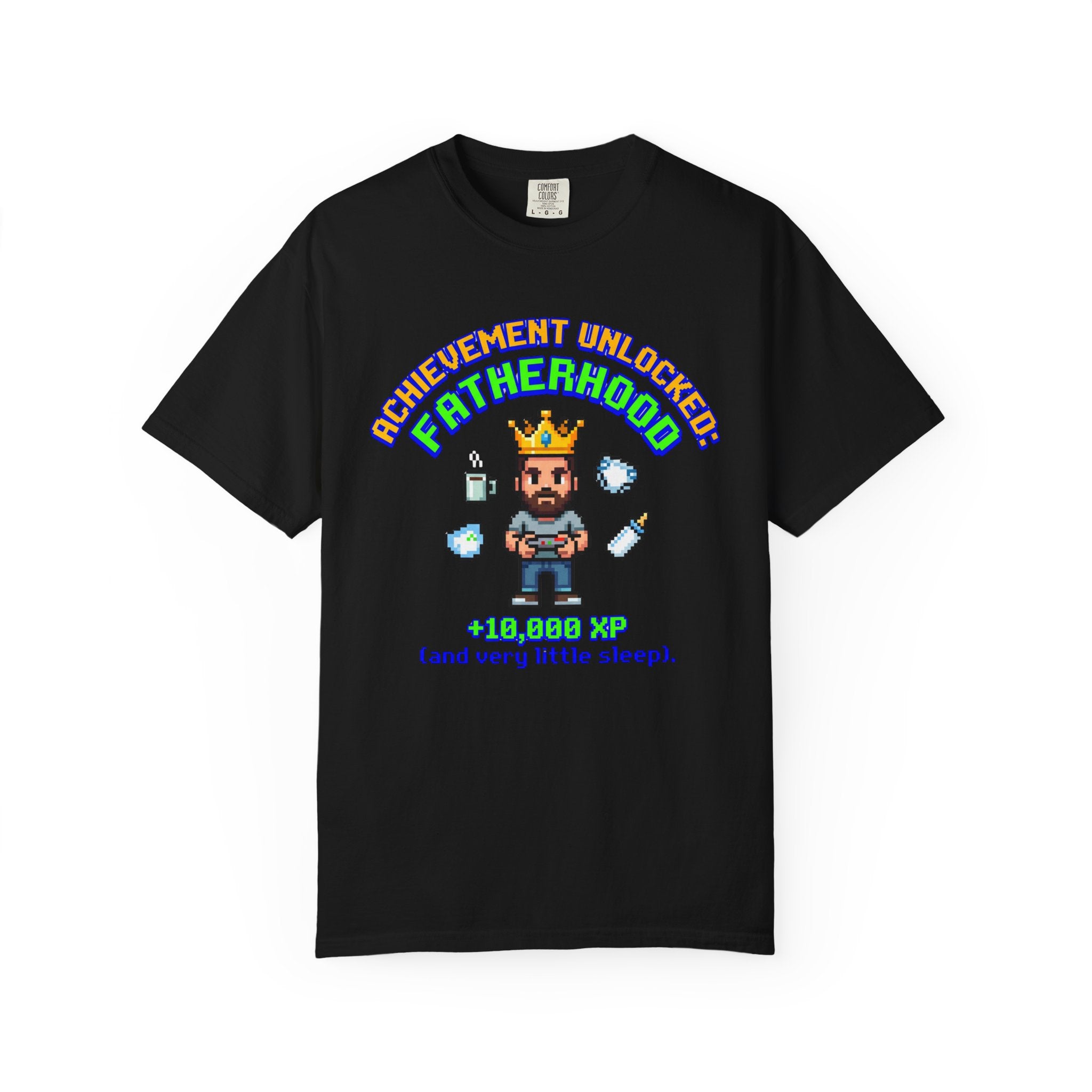 Fatherhood Achievement T‑Shirt — "Achievement Unlocked: +10,000 XP"