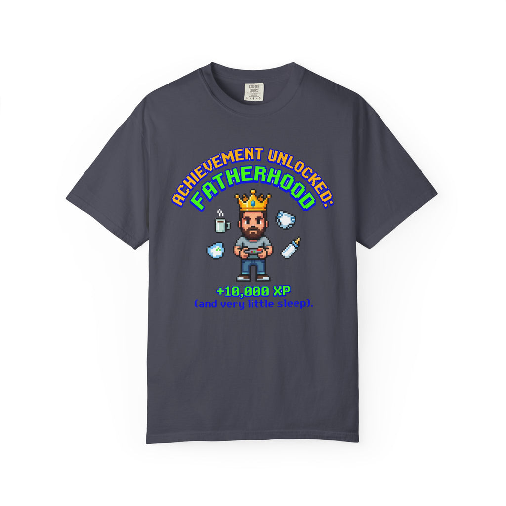 Fatherhood Achievement T‑Shirt — "Achievement Unlocked: +10,000 XP"