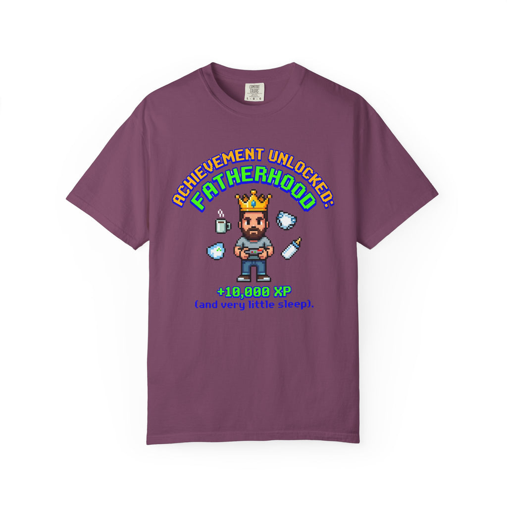 Fatherhood Achievement T‑Shirt — "Achievement Unlocked: +10,000 XP"