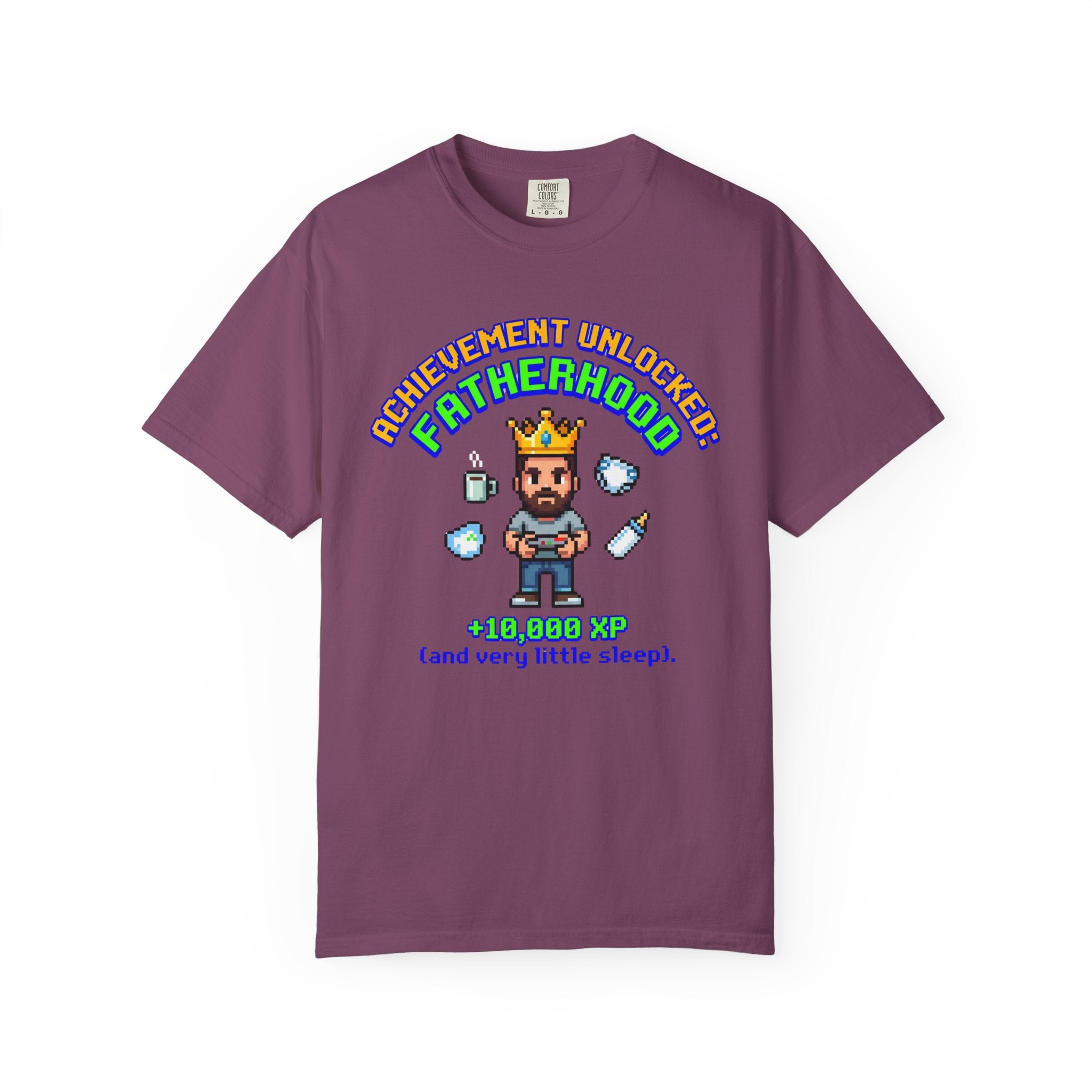 Fatherhood Achievement T‑Shirt — "Achievement Unlocked: +10,000 XP"