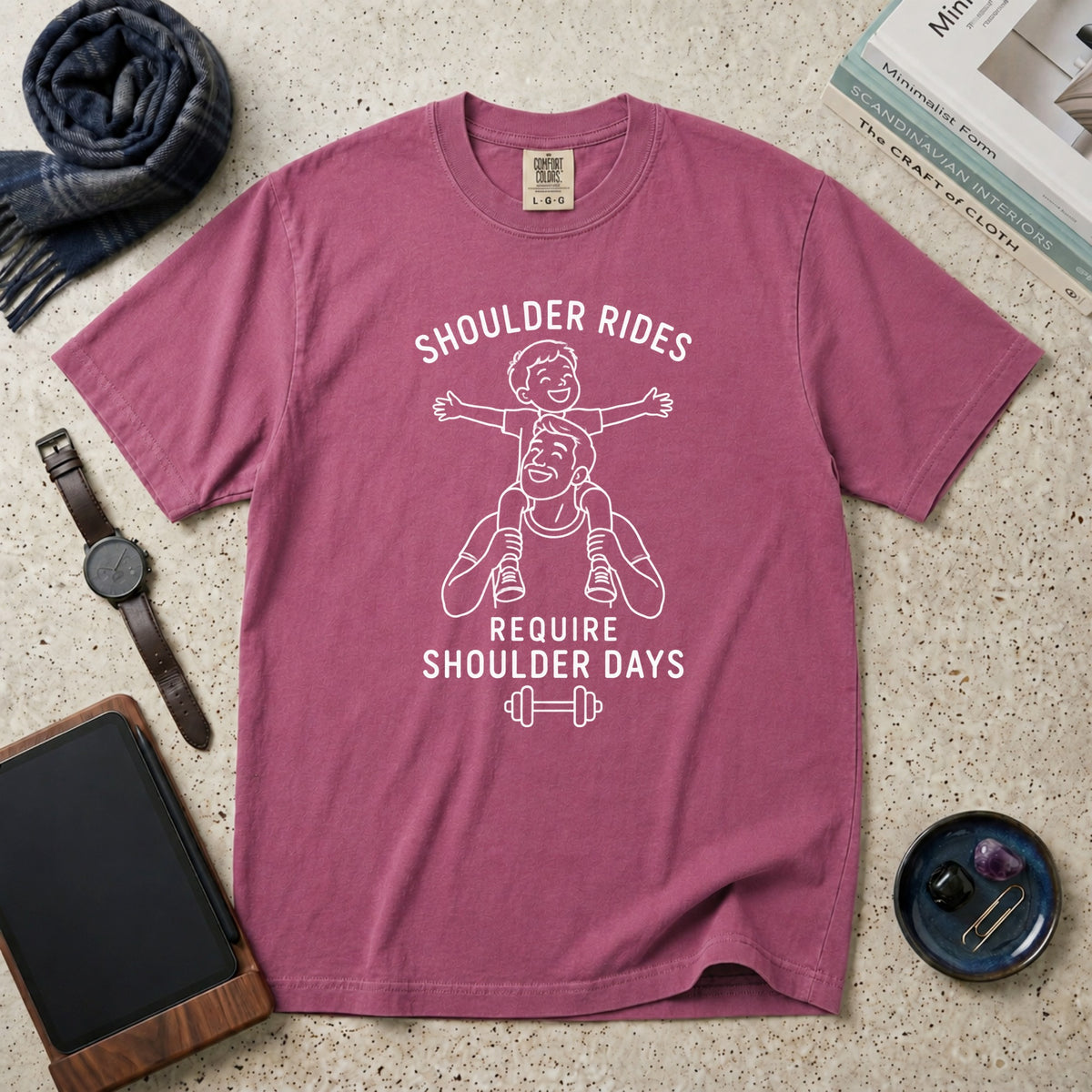 Shoulder Rides Require Shoulder Days T-Shirt – Berry