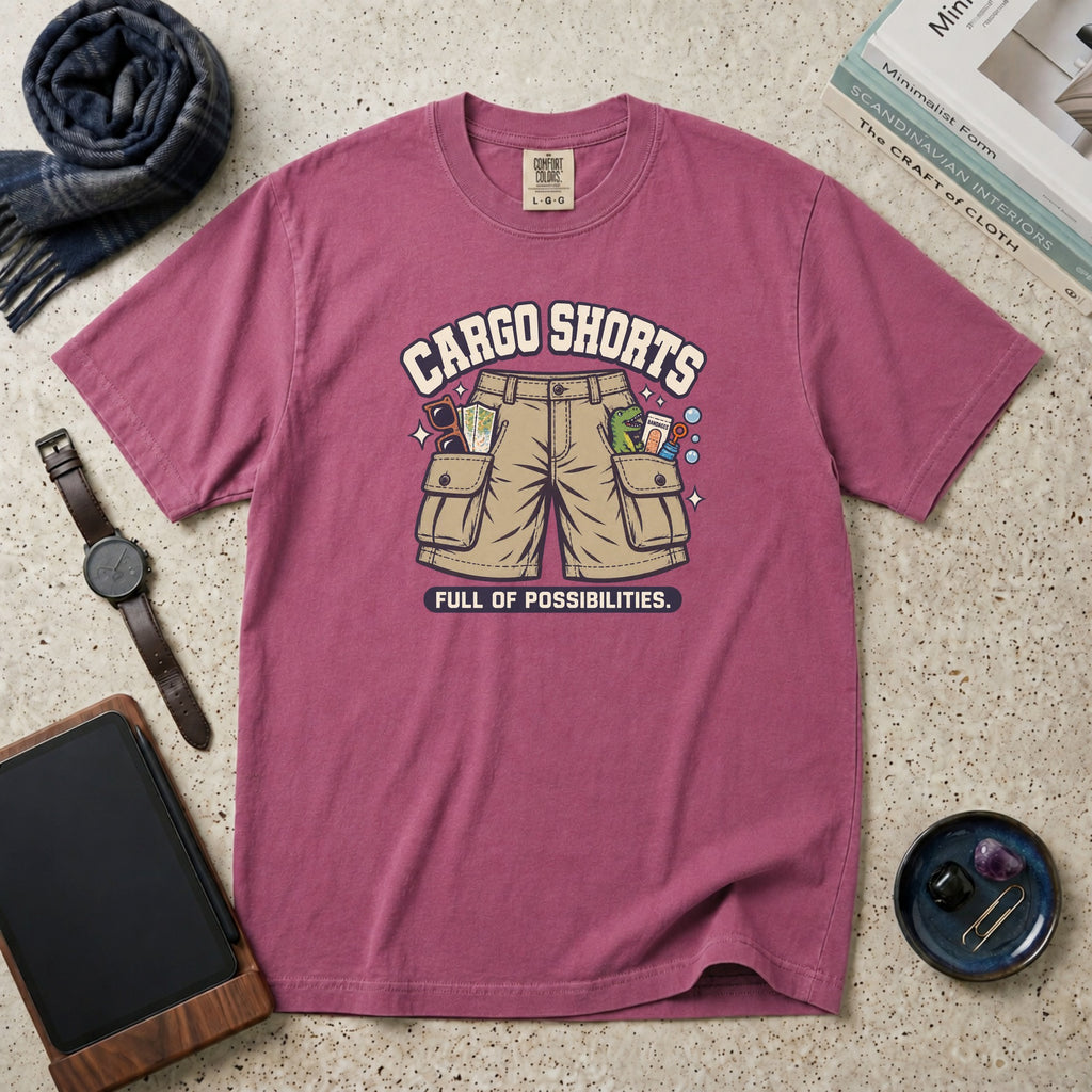 Cargo Shorts. Full Of Possibilities. T-Shirt – Berry