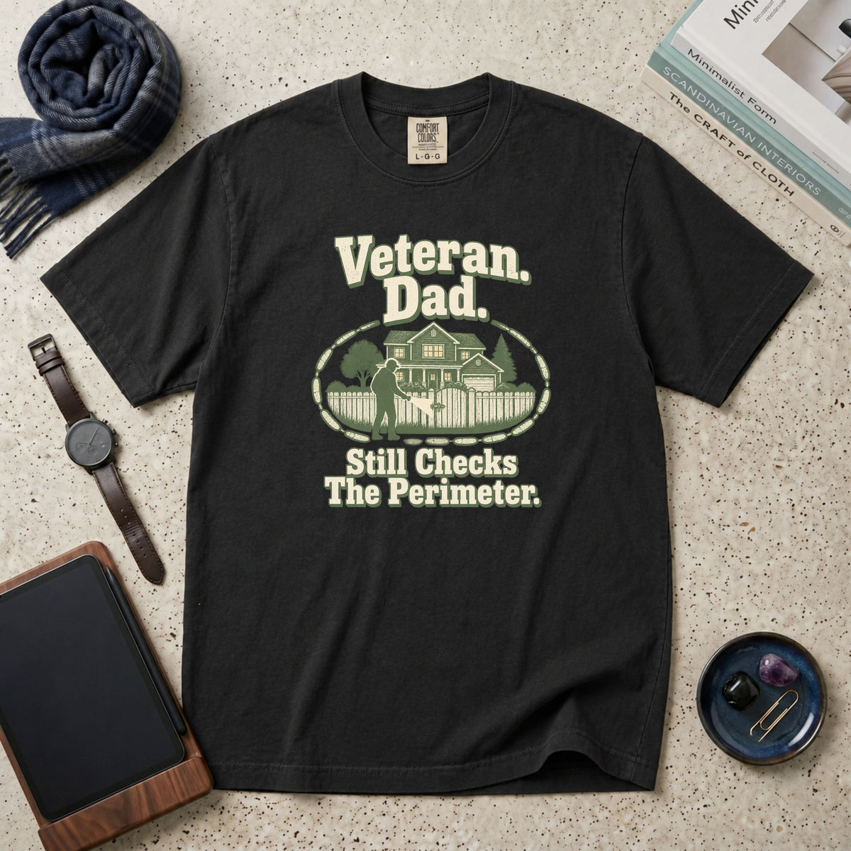 Veteran. Dad. Still Checks The Perimeter T-Shirt – Black