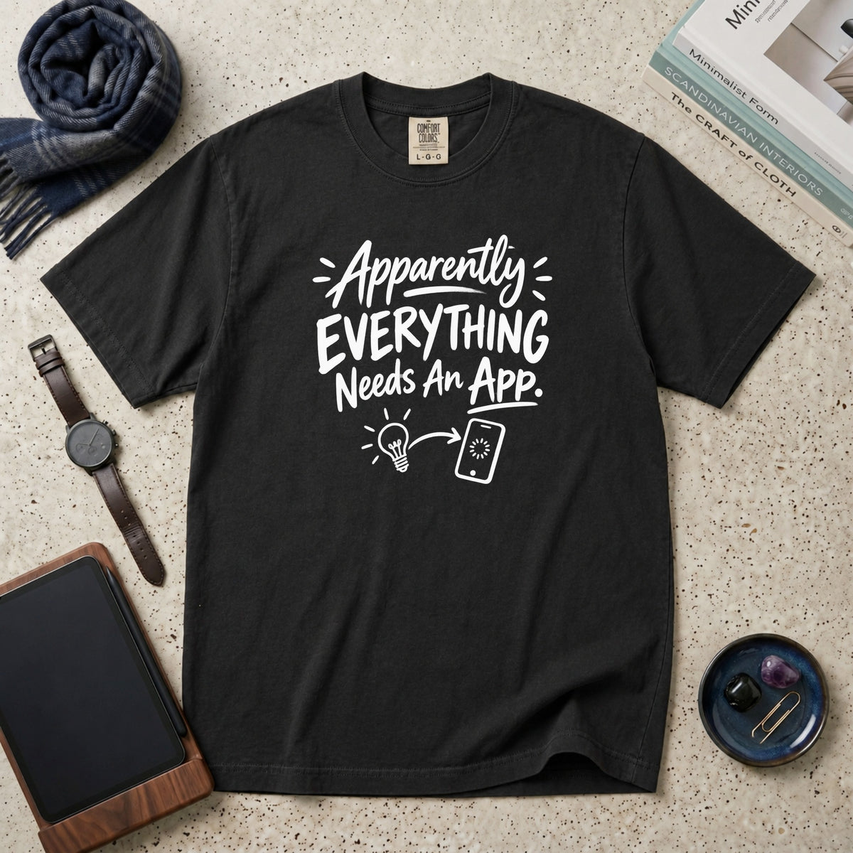 Apparently Everything Needs An App T-Shirt – Black