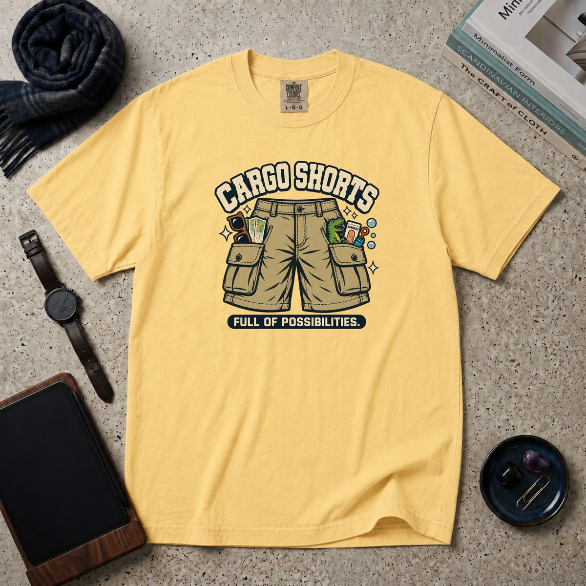 Cargo Shorts. Full Of Possibilities. T-Shirt – Butter