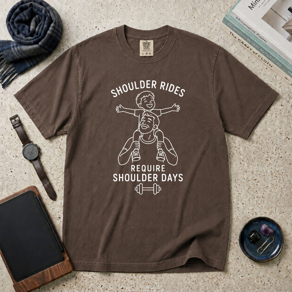 Shoulder Rides Require Shoulder Days T-Shirt – Espresso