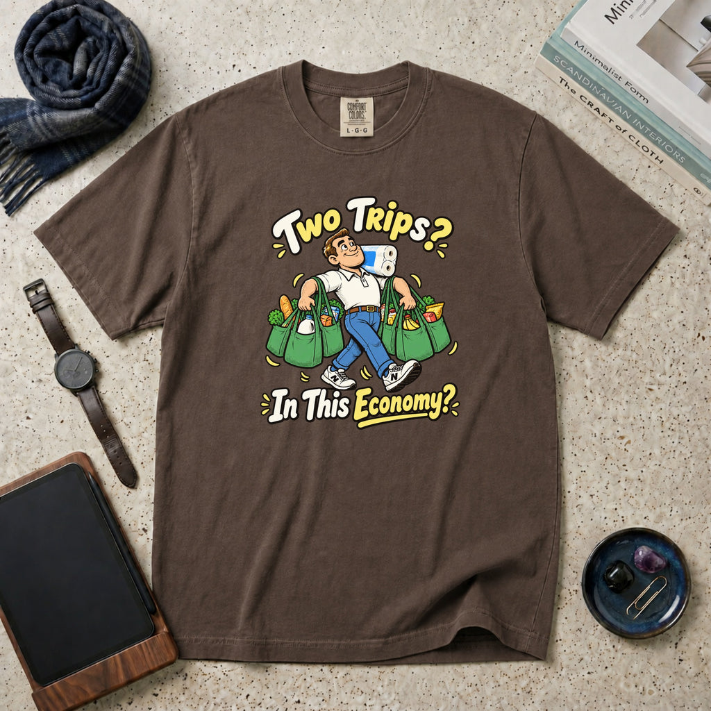 Two Trips? In This Economy? T-Shirt – Espresso