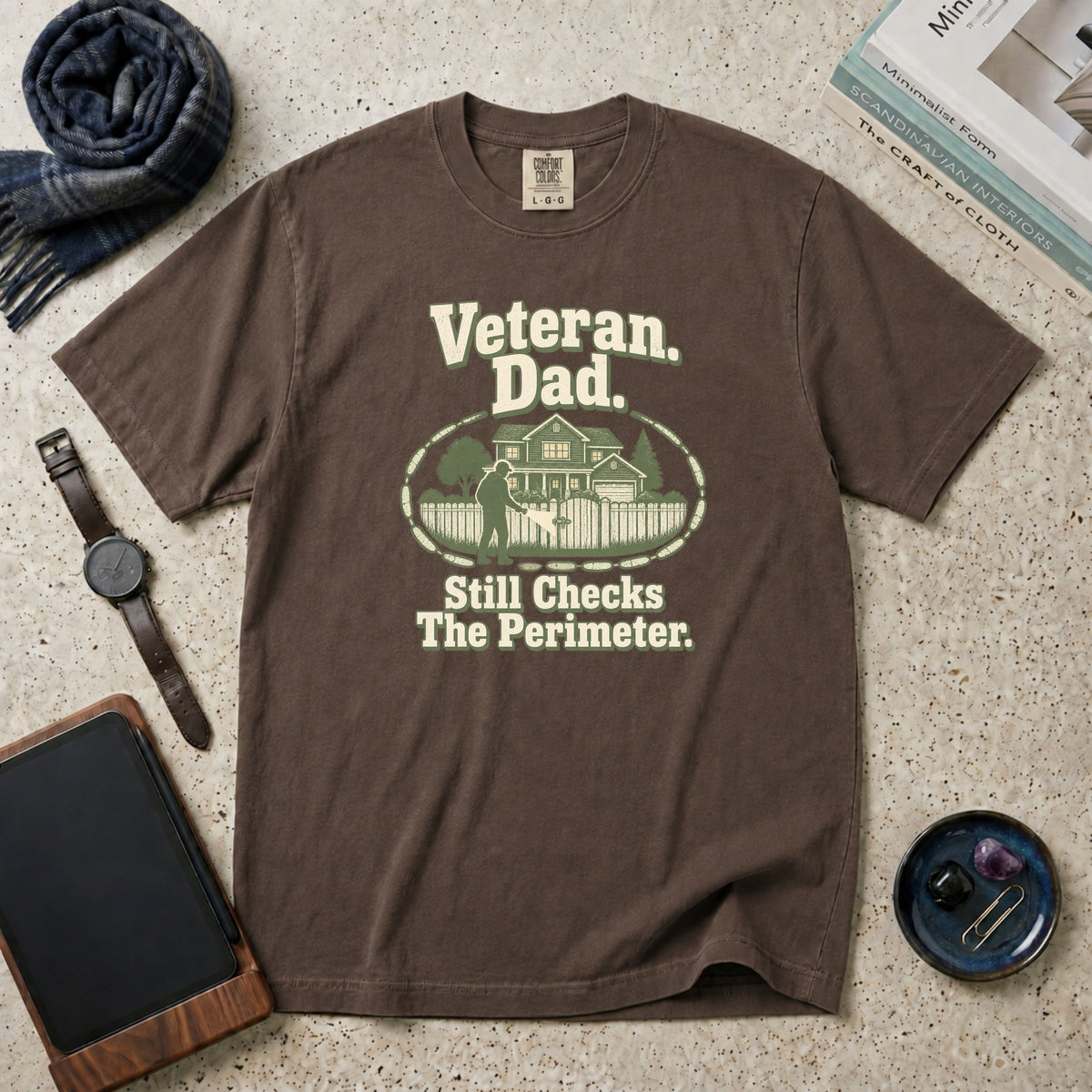 Veteran. Dad. Still Checks The Perimeter T-Shirt – Espresso