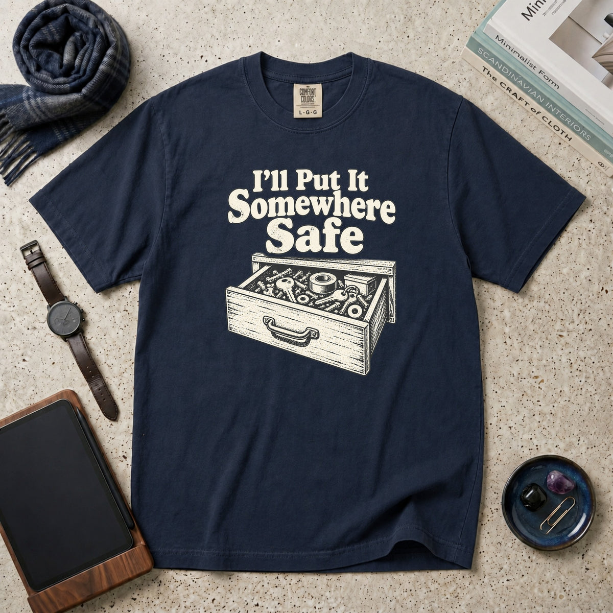I’ll Put It Somewhere Safe T-Shirt – Navy