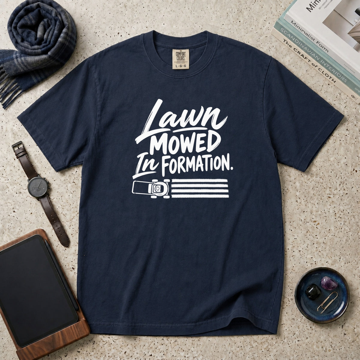 Lawn Mowed In Formation T-Shirt – Navy