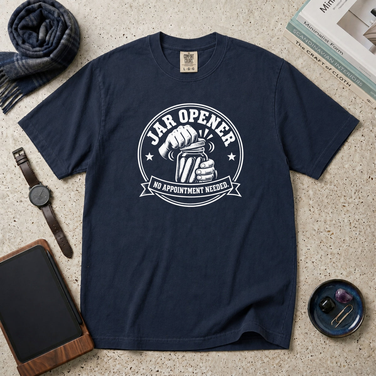 Jar Opener. No Appointment Needed T-Shirt – Navy