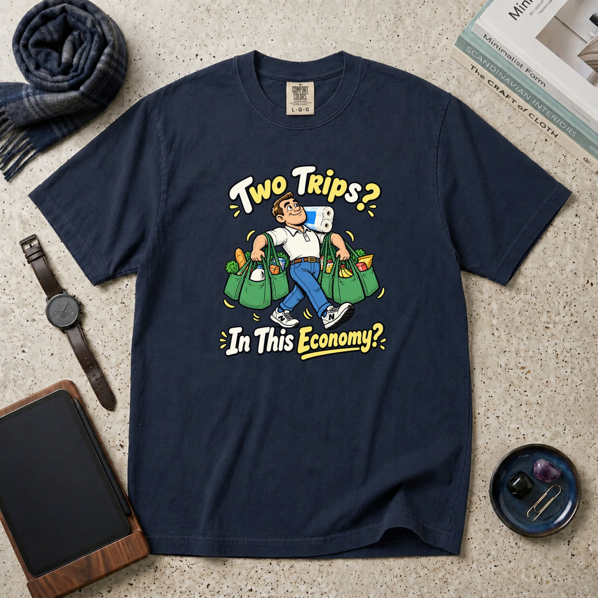 Two Trips? In This Economy? T-Shirt – Navy