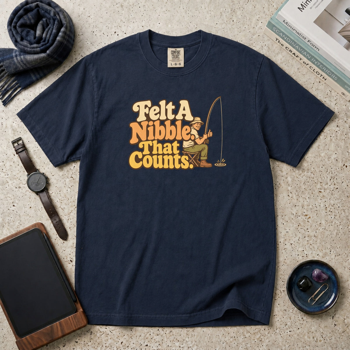 Felt A Nibble. That Counts. T-Shirt – Navy