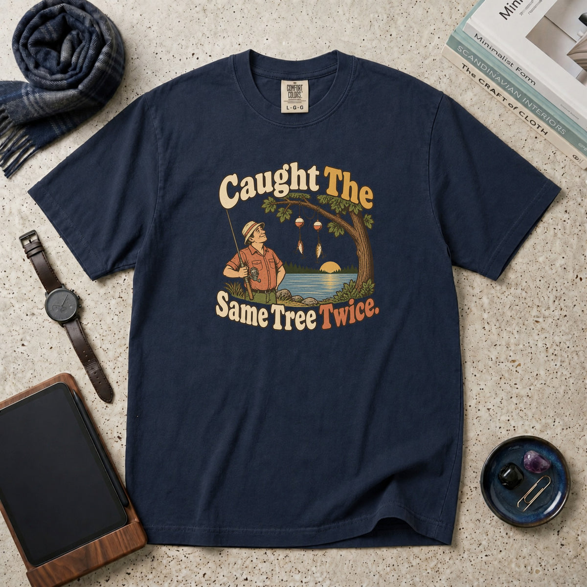Caught The Same Tree Twice T-Shirt – Navy