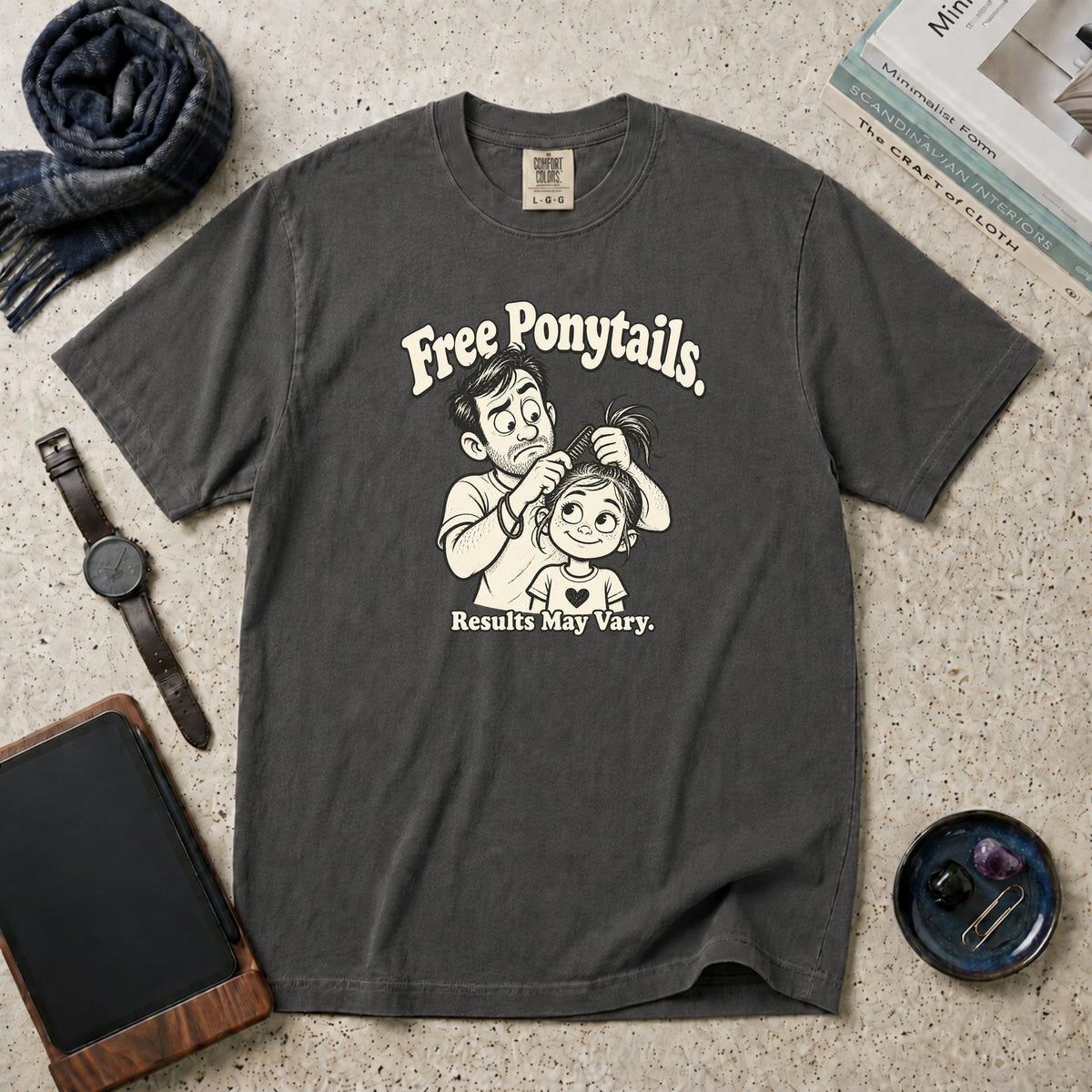 Free Ponytails. Results May Vary T-Shirt – Pepper